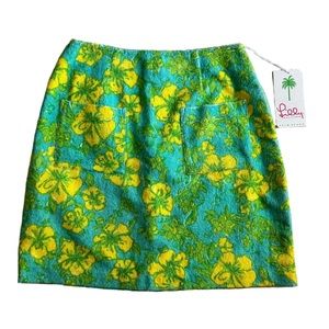 Vtg Lilly Pulitzer Blue Green Hibiscus Terry Cloth Scooter Skirt Size 6 NWT RARE